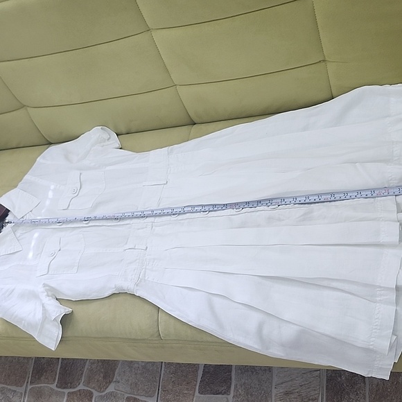 Hallhuber basic 100 % Leinen  Elegant White Button-Up Dress - Picture 11 of 16